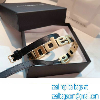 Alexander Wang Width 1.5cm Metal Letters Belt Black/Gold