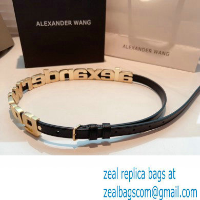 Alexander Wang Width 1.5cm Metal Letters Belt Black/Gold