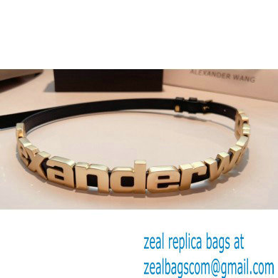 Alexander Wang Width 1.5cm Metal Letters Belt Black/Gold