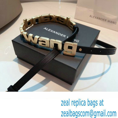 Alexander Wang Width 1.5cm Metal Letters Belt Black/Gold