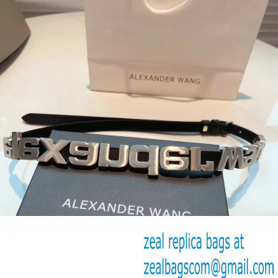 Alexander Wang Width 1.5cm Metal Letters Belt Black/Silver