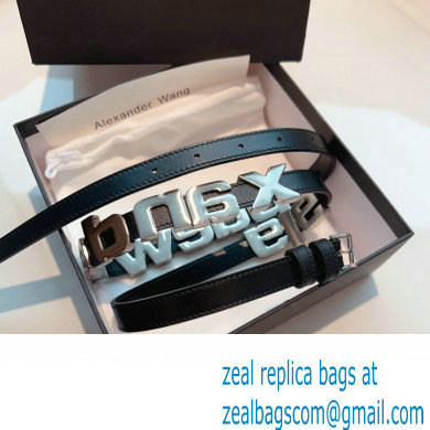 Alexander Wang Width 1.5cm Metal Letters Belt Black/Silver