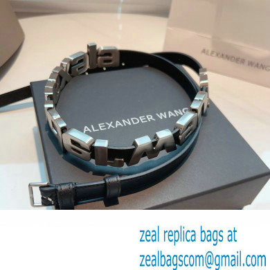 Alexander Wang Width 1.5cm Metal Letters Belt Black/Silver