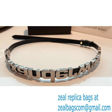 Alexander Wang Width 1.5cm Metal Letters Belt Black/Silver