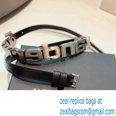 Alexander Wang Width 1.5cm Metal Letters Belt Black/Silver