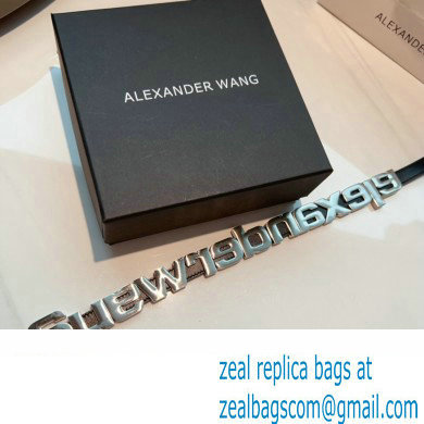 Alexander Wang Width 1.5cm Metal Letters Belt Black/Silver