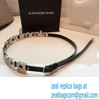 Alexander Wang Width 1.5cm Metal Letters Belt Black/Silver