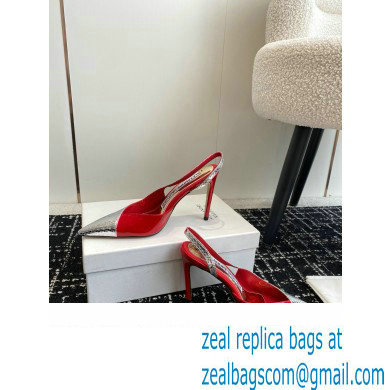 Alexandre Vauthier Heel 10cm Silver snakeskin-effect and Patent Leather Red Slingback pumps 2024
