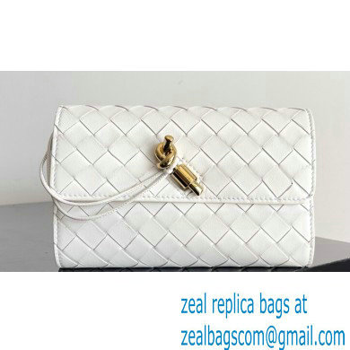 Bottega Veneta Andiamo Large Flap Wallet White with metallic knot closure 2024