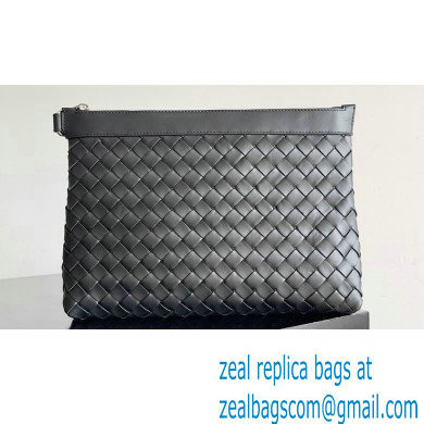 Bottega Veneta Intrecciato leather pouch Clutch Bag Black