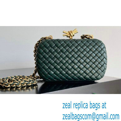 Bottega Veneta Knot With Chain Padded Intreccio leather minaudiere Bag Emerald green 2024