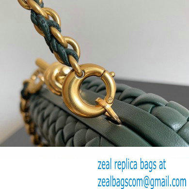 Bottega Veneta Knot With Chain Padded Intreccio leather minaudiere Bag Emerald green 2024