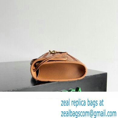 Bottega Veneta Long Clutch Andiamo With Handle Intrecciato leather bag Cognac with metallic knot closure 2024