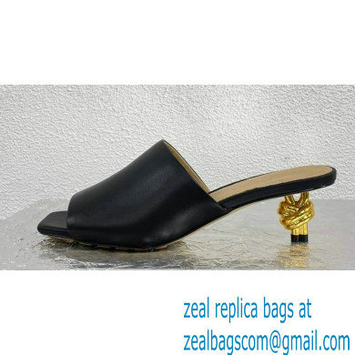 Bottega Veneta Mid Heel 4.5cm Leather Knot Mules Black 2024