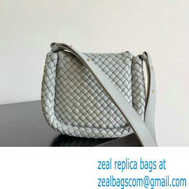 Bottega Veneta Mini Cobble Shoulder Bag in padded Intreccio leather pearl gray 2024