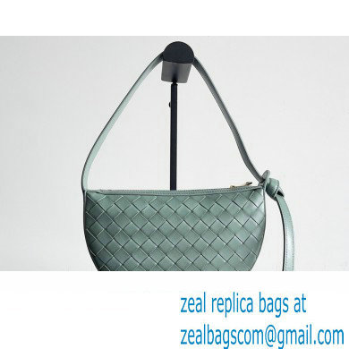 Bottega Veneta Mini Sunrise Intrecciato leather shoulder bag Aloe with knot 2024