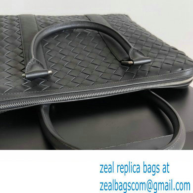 Bottega Veneta Slim Intrecciato Briefcase Bag Black