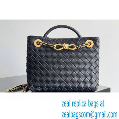 Bottega Veneta Small Andiamo Intrecciato leather top handle Bag Black With Chain 2024