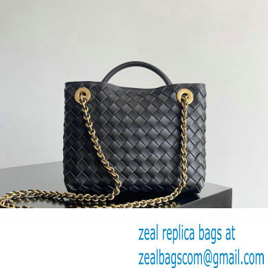 Bottega Veneta Small Andiamo Intrecciato leather top handle Bag Black With Chain 2024