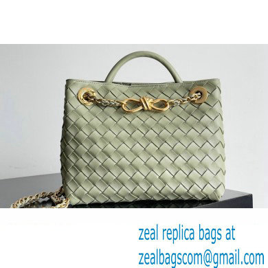 Bottega Veneta Small Andiamo Intrecciato leather top handle Bag TRAVERTINE With Chain 2024