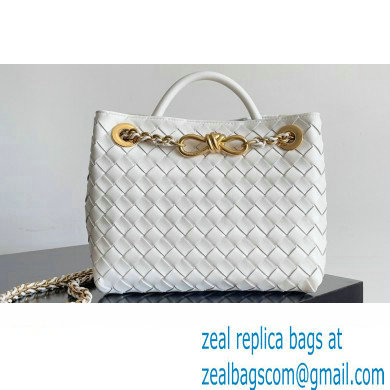 Bottega Veneta Small Andiamo Intrecciato leather top handle Bag White With Chain 2024