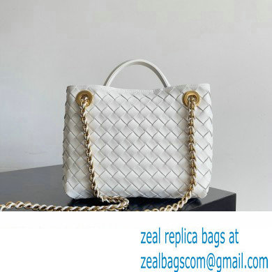 Bottega Veneta Small Andiamo Intrecciato leather top handle Bag White With Chain 2024