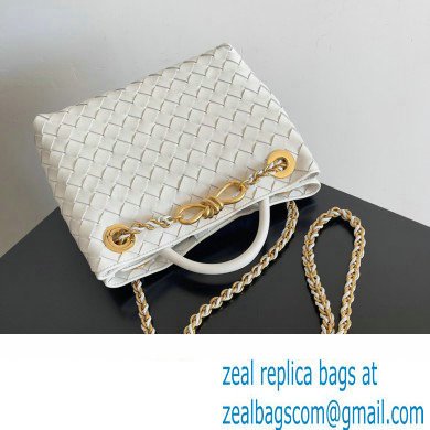 Bottega Veneta Small Andiamo Intrecciato leather top handle Bag White With Chain 2024