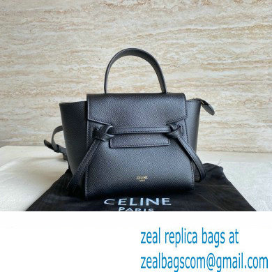 Celine mini belt pico Bag in grained calfskin black 2024