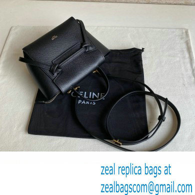 Celine mini belt pico Bag in grained calfskin black 2024