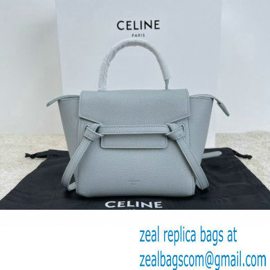 Celine mini belt pico Bag in grained calfskin bleu lin 2024