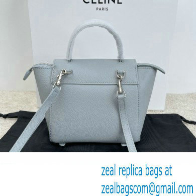 Celine mini belt pico Bag in grained calfskin bleu lin 2024