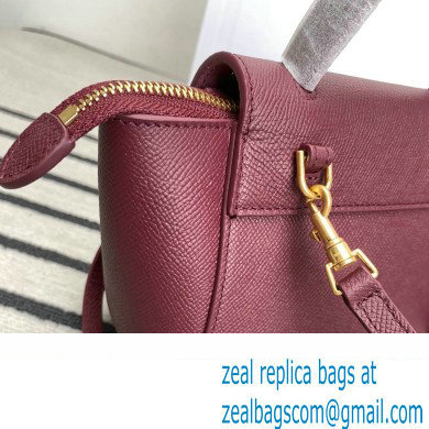 Celine mini belt pico Bag in grained calfskin burgundy 2024