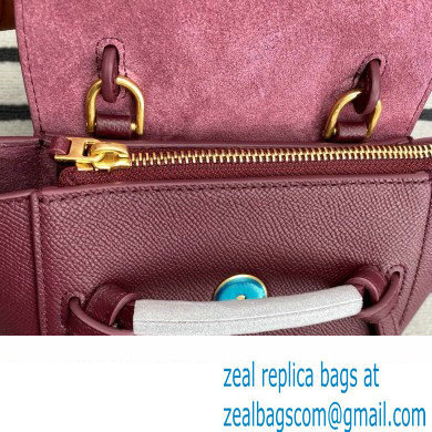 Celine mini belt pico Bag in grained calfskin burgundy 2024