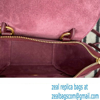 Celine mini belt pico Bag in grained calfskin burgundy 2024