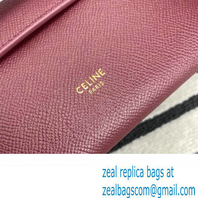 Celine mini belt pico Bag in grained calfskin burgundy 2024