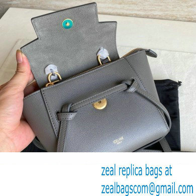 Celine mini belt pico Bag in grained calfskin gris etain 2024