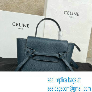 Celine mini belt pico Bag in grained calfskin navy blue 2024