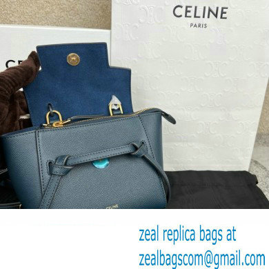 Celine mini belt pico Bag in grained calfskin navy blue 2024