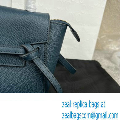 Celine mini belt pico Bag in grained calfskin navy blue 2024