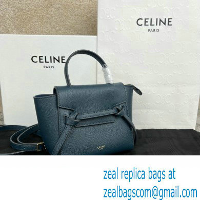 Celine mini belt pico Bag in grained calfskin navy blue 2024