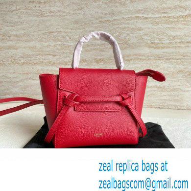 Celine mini belt pico Bag in grained calfskin red 2024