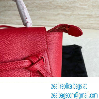 Celine mini belt pico Bag in grained calfskin red 2024