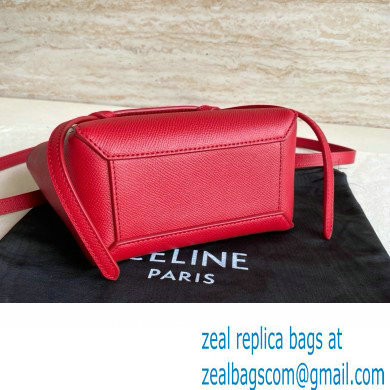 Celine mini belt pico Bag in grained calfskin red 2024