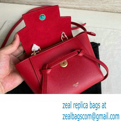 Celine mini belt pico Bag in grained calfskin red 2024