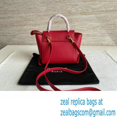 Celine mini belt pico Bag in grained calfskin red 2024