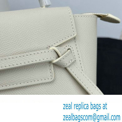 Celine mini belt pico Bag in grained calfskin white 2024