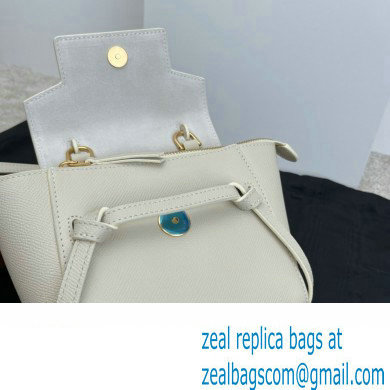 Celine mini belt pico Bag in grained calfskin white 2024