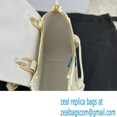 Celine mini belt pico Bag in grained calfskin white 2024