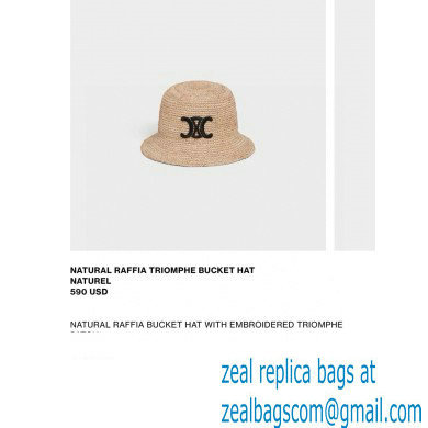 Celine triomphe bucket hat in raffia Natural / Black 2024