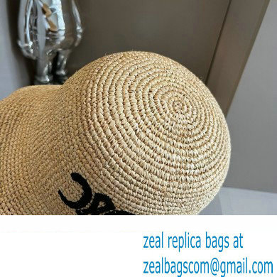 Celine triomphe bucket hat in raffia Natural / Black 2024